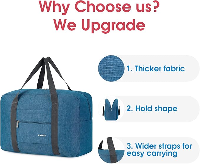 For Spirit Airlines Personal Item Bag 18x14x8 Foldable Travel Duffel Bag Tote Carry on Luggage Duffle Overnight for Women and Men