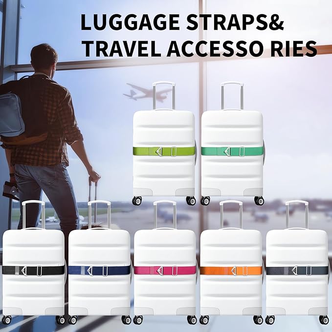 TOOVREN 2-in-1 Travel Belt for Luggage Straps Add a Bag Bungees Suitcase Luggage Strap Over Handle Suitcases Belt for Carry On Bag Adjustable Backpack Attachment Airport Travel Accessories Blue