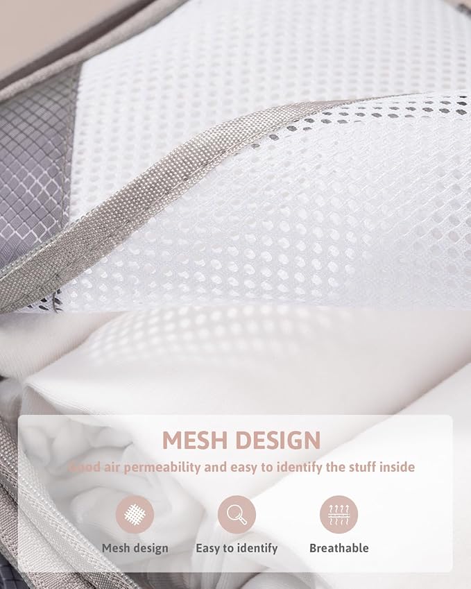 Meowoo 7 Set Compression Packing Cubes for Travel, Durable Ripstop Mesh Suitcase Organizer with Shoe Bag, Ultralight & Expandable Space Saver Travel Cubes