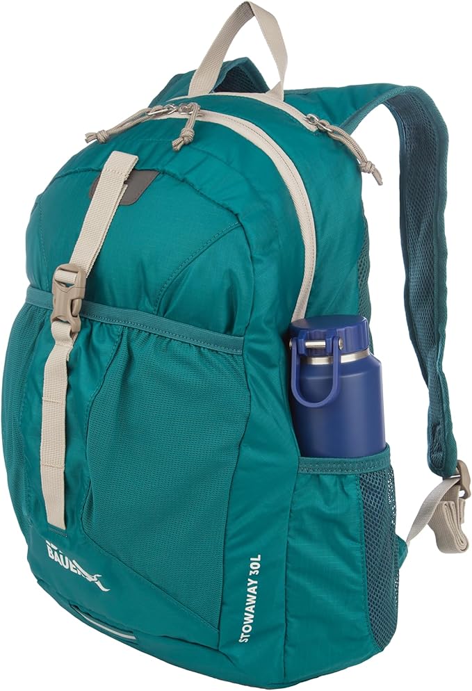 Eddie Bauer Stowaway Packable Backpack | Travel | Outdoor | Lightweight | Foldable | Durable | Ripstop Polyester | 30L - Deep Sea