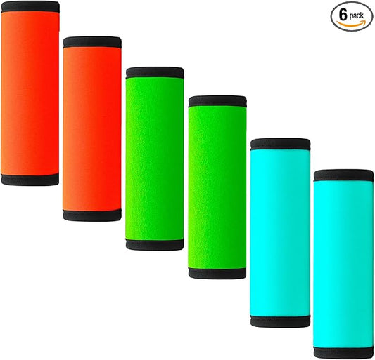 Luggage Handle Wrap 6 Pack-Neoprene Luggage Handle Wraps for Suitcase/Beach Bag/Backpacks Bright Suitcase Identifiers Travel Accessories for Airplane (3 Colors)