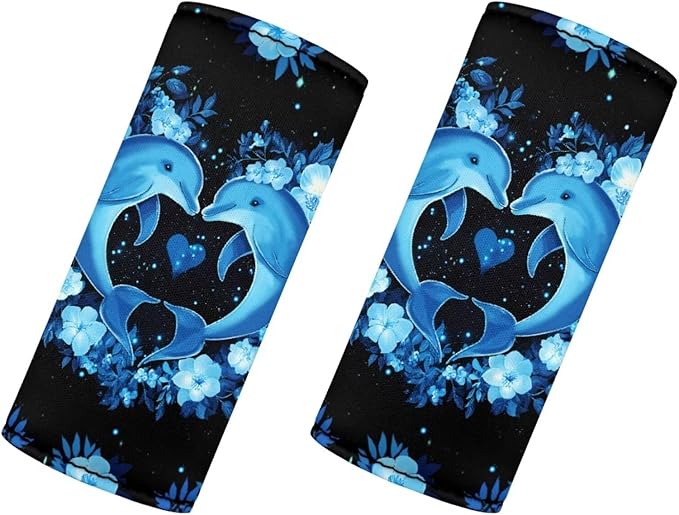 BIGCARJOB Cute Neon Dolphin Handle Wraps Set for Luggage Accessories,Women Girls Door Protection Cover Suitcase Handle Cover Gifts Suitcase Handle Wraps Travel Bags