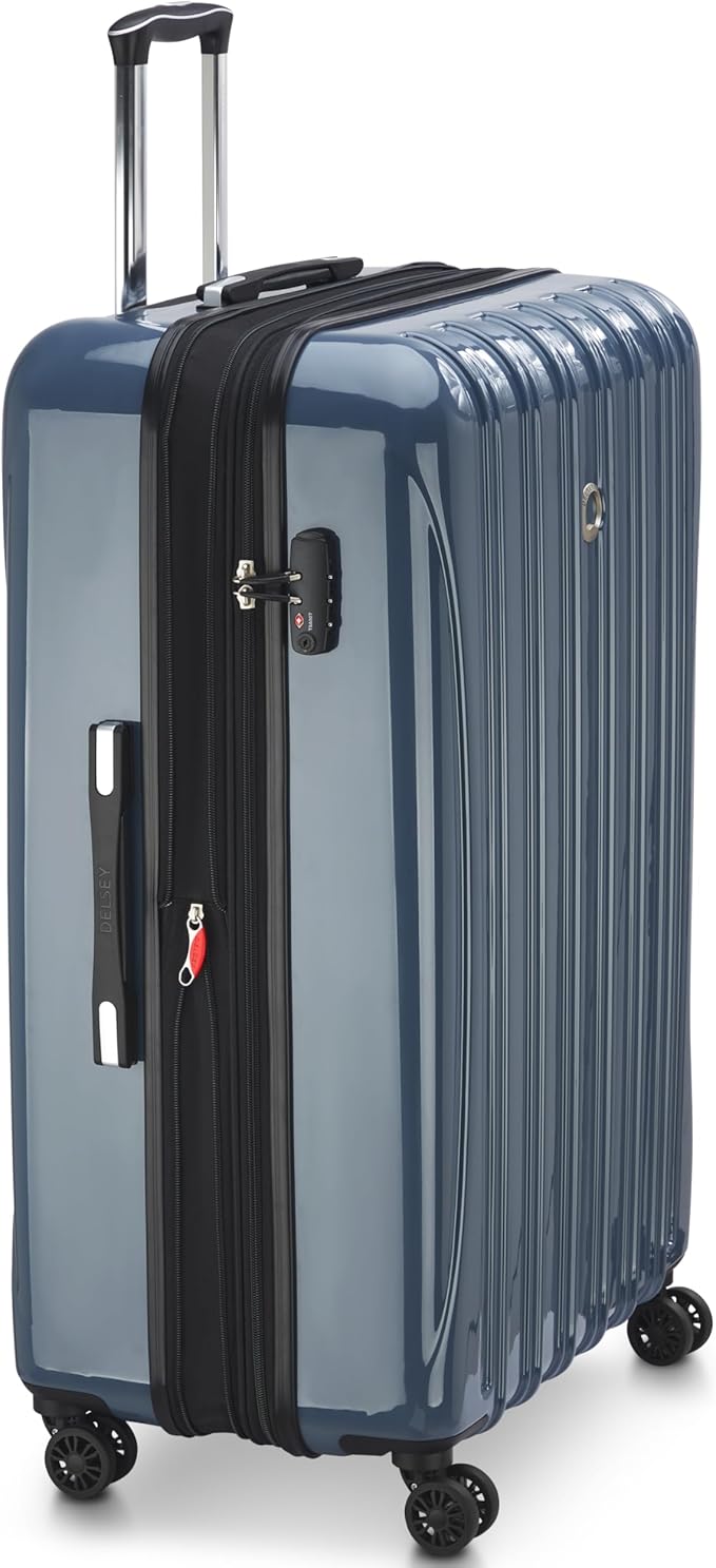 DELSEY PARIS Helium Aero Hardside Expandable Luggage with Spinner Wheels, Orion Blue, Checked-Large 28 Inch