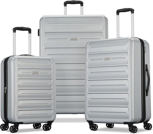American Tourister Westridge Hardside Luggage Set with Spinner Wheels, Silver, 3PC SET (CO/M/L)