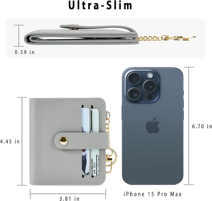 Airkit Small Wallets Woman RFID Blocking Leather Credit Card Holder - with ID Window - Card Wallets for Women - with Zipper Coin Purse - Keychain Wallet