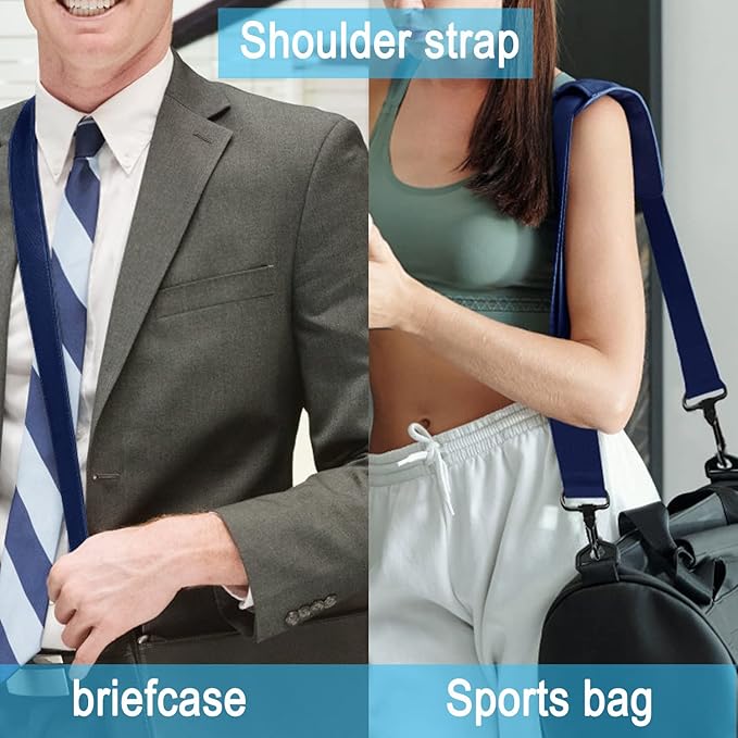 Askuko Shoulder Strap, Universal Adjustable 56 Inch Shoulder Belt Replacement Laptop Bag Shoulder Strap with Metal Hooks for Briefcase, Laptop Messenger Crossbody Bag, Luggage Duffel Camera, Blue