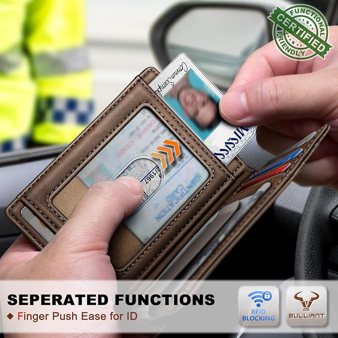 BULLIANT Men Airtag Wallet,Slim Wallet Money Clip Card Holder Magnetic Closure 12 Cards in Front Pocket RFID Blocking