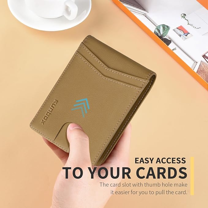 RUNBOX Wallet for Men Slim Rfid Leather 2 ID Window With Gift Box | Slim, Rfid, 2 ID Window, With Gift Box, Slim, Rfid