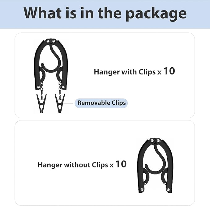 Travel Hangers, Cruise Ship Essentials Travel Essentials, Portable Cruises Must Haves 2025, Folding Hangers for Suitcase, RV Camping Airplane Europe Vacation Essential (20, Black)