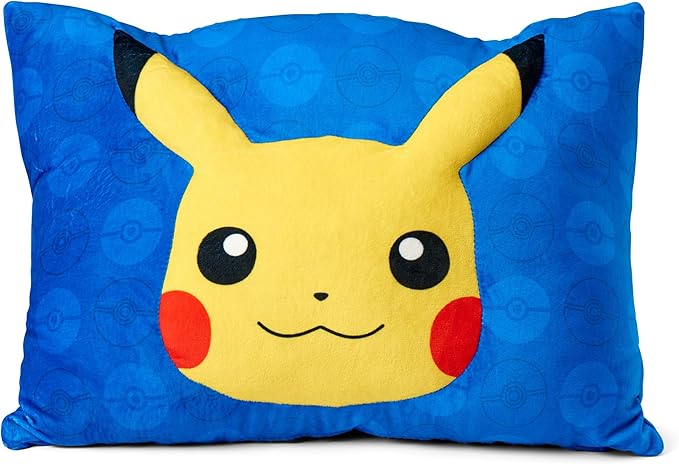 Northwest Pokémon Pika Pika Pikachu Plush Blanket 50" x 60" with 3D Plush Pocket Pillow 14" x 20" - Soft Pokemon Gifts for Boys and Girls- Comfy and Cozy Blanket Set