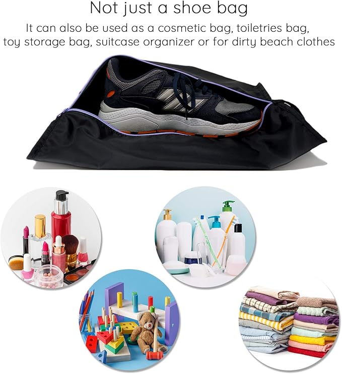 Ecoright Shoe Bags for Travel, Set of 2, 100% Recycled Water-Resistant Zipper Pouch Bags, Shoe Bags for Storage, Travel Essentials for Men & Women