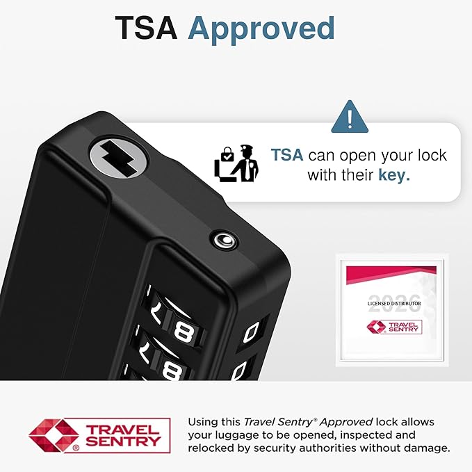 Puroma TSA Locks for Luggage, 4 Pack Cable Lightweight Luggage Locks TSA Approved 4-Digit Combination Padlock for Suitcases, Bags, Toolboxes, Backpacks & Gym Lockers (Black)