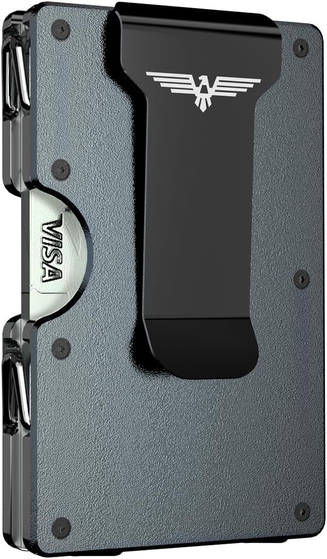 Lenvoten Upgraded Hinged Minimalist Wallet for Men | Slim Metal RFID Blocking Wallet | Credit Card Holder & Money Clip Holds 20 Cards | Premium Scratch-Resistant Finish | Ideal Gift for Men