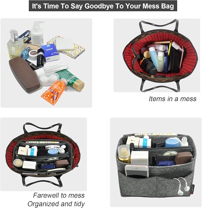 OMYSTYLE Purse Organizer Insert, Felt Tote Bag Organizer Insert with 5 Sizes, Handbag Dividers for Inside Purse, Compatible with Longchamp, Neverful, Speedy and More