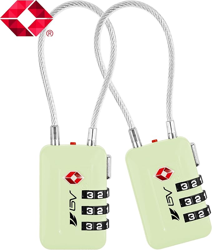 TSA Accepted Luggage Travel Lock, Set-Your-Own Combination Lock for School Gym Locker, Luggage Suitcase Baggage Locks, Filing Cabinets, Toolbox, Case (Mint Green, 2 Pack)