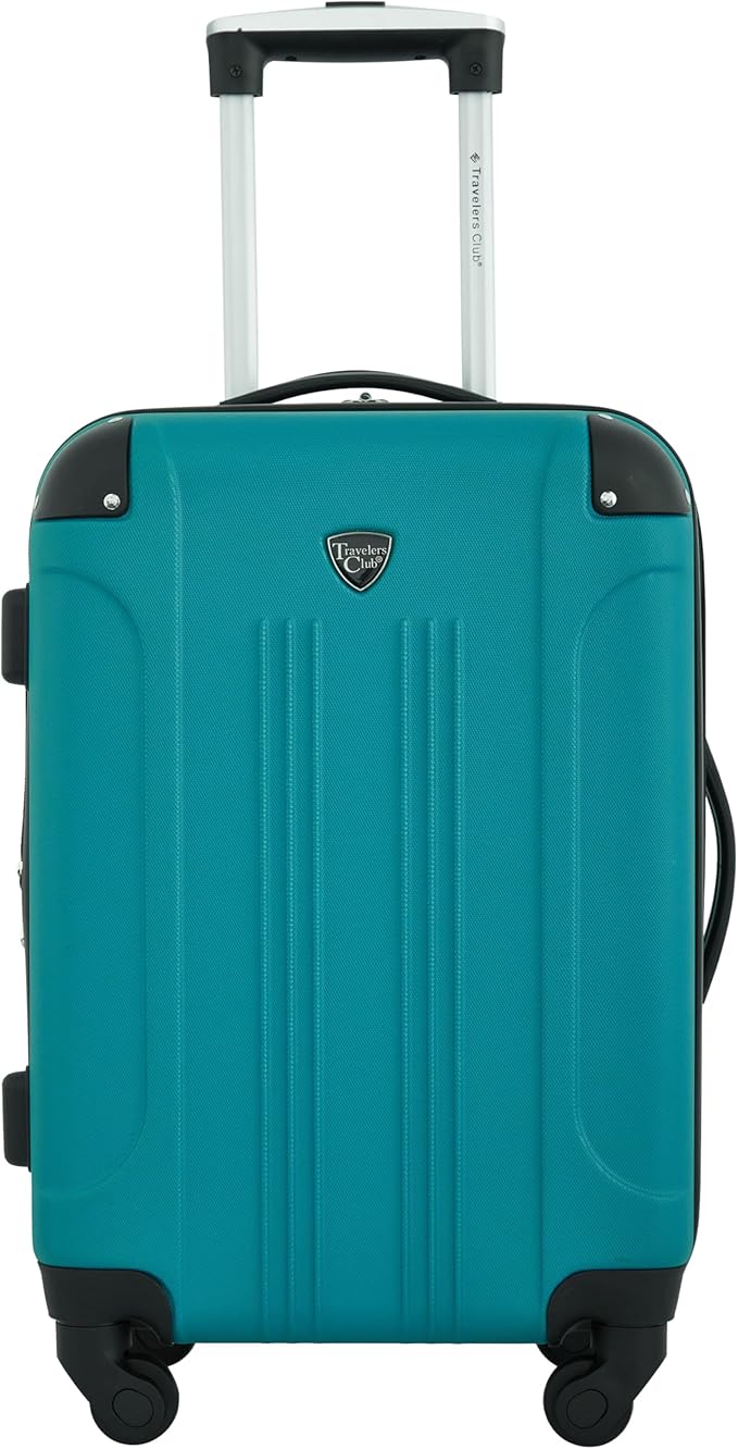 Travelers Club Chicago Hardside Expandable Spinner Luggage, Teal, 3 Piece Set