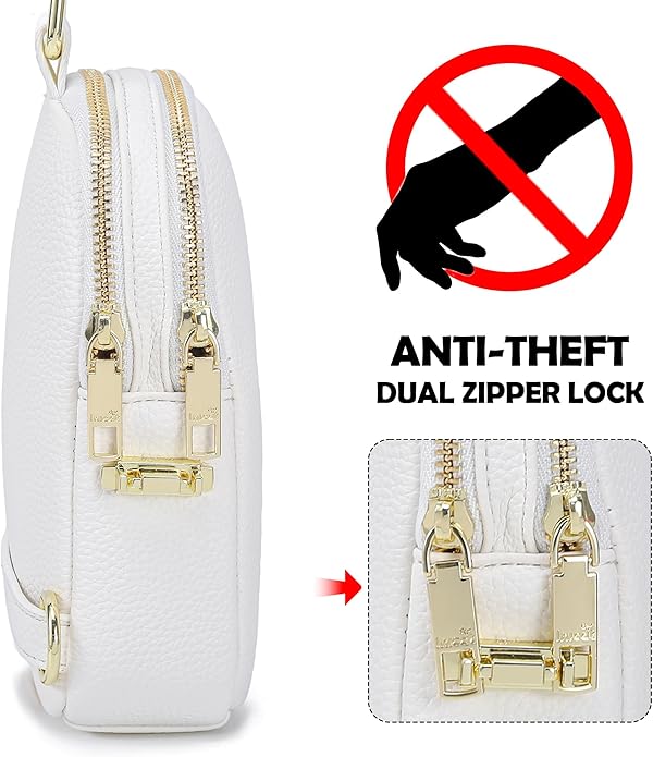 INICAT Anti Theft Crossbody Bag for Women, Small RFID Blocking Sling Purse with Zipper Lock for Travel, Vegan Leather