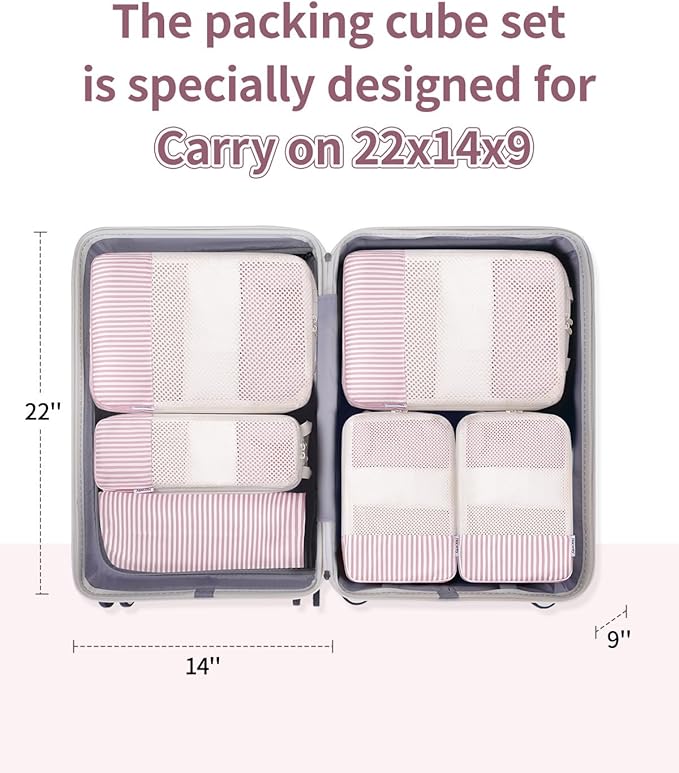 Narwey 6 Set/5 Set Compression Packing Cubes for Travel Kids Women Carry on, Packing Organizers Bag for Backpack Luggage Suitcase Duffle Bags