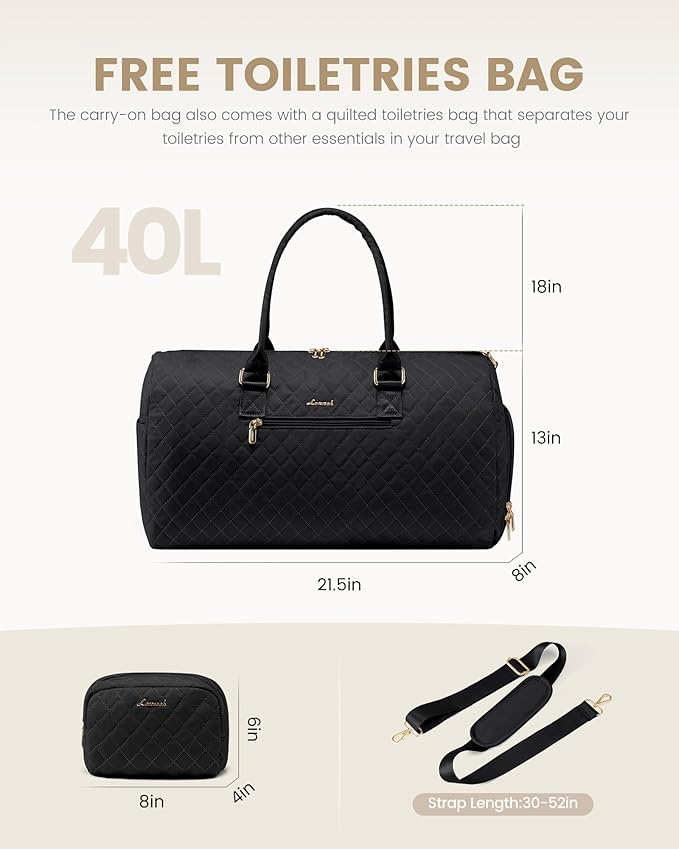 LOVEVOOK Travel Duffle Bag, Weekender Bag for Women with Toiletry Bag, Carry on Overnight Bag with Shoe Compartment, Gym Duffel Bag with Wet Pocket, Mommy Hospital Bags for Labor and Delivery