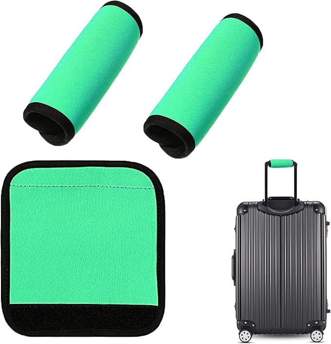 2 Pack Luggage Handle Wraps, Soft Handle Covers for Suitcase, Handle Wrap for Carry On/Bag, Travel Accessories for Luggage (Green)