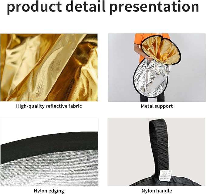 Godox 35"x47"/90x120cm Collapsible Oval Photography Light Reflector | 5-in-1 Multi-Disc Foldable Diffuser with Carrying Bag - Gold, Silver, Black, White, Translucent for Studio & Outdoor Lighting