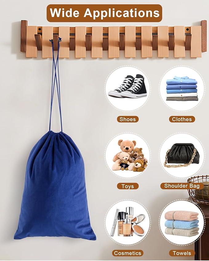 FantasyLife Shoe Bags for Travel, 17.3"x12.6" Washable Dust Bags for Storage & Packing, Flannel Shoe Pouch with Drawstring Closure for Purses, Handbags, Shoes & Toys (2, Palace Blue)