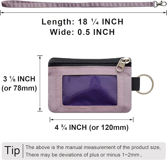 CHENSPRX Minimalist RFID Blocking Small Wallet with ID Window,WaterResistant Zip Id Case Wallet with Lanyard Keychain for Cards,Cash,Travel,Women,Men