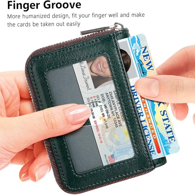 FurArt Zipper Wallet Women, RFID Blocking Credit Card Wallet, Business Card Holder, Compact Size KeyChain Wallet