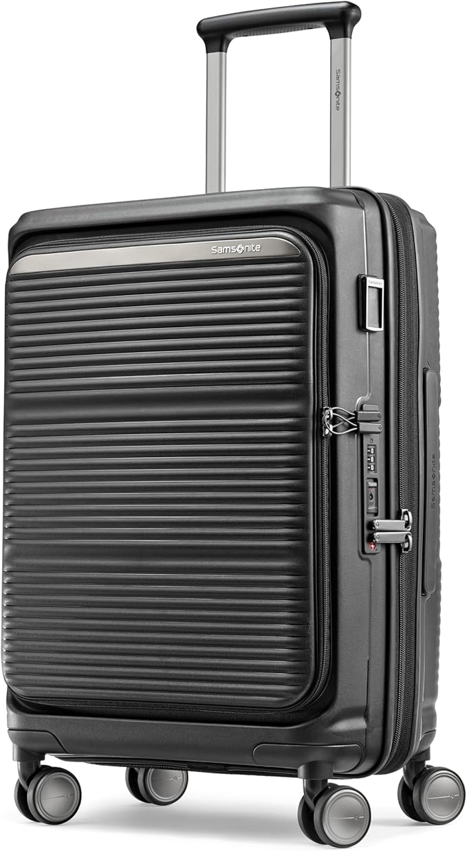 Samsonite Paralux Carry-On Luggage - Innovative Design - Quick Access Front Pocket - Dual Suspension Wheel Technology - TSA Lock - Expandable - Includes Removable Packing Cubes - Black