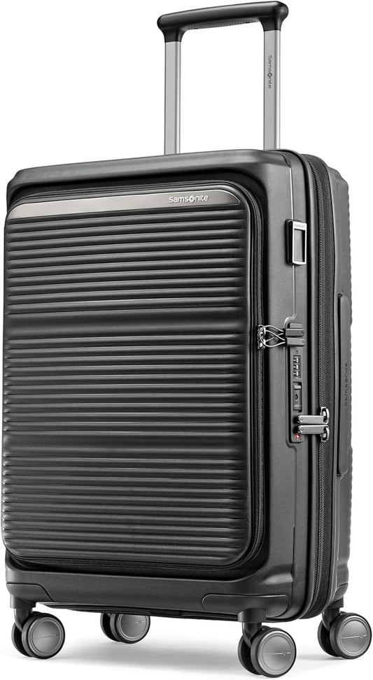 Samsonite Paralux Carry-On Luggage - Innovative Design - Quick Access Front Pocket - Dual Suspension Wheel Technology - TSA Lock - Expandable - Includes Removable Packing Cubes - Black