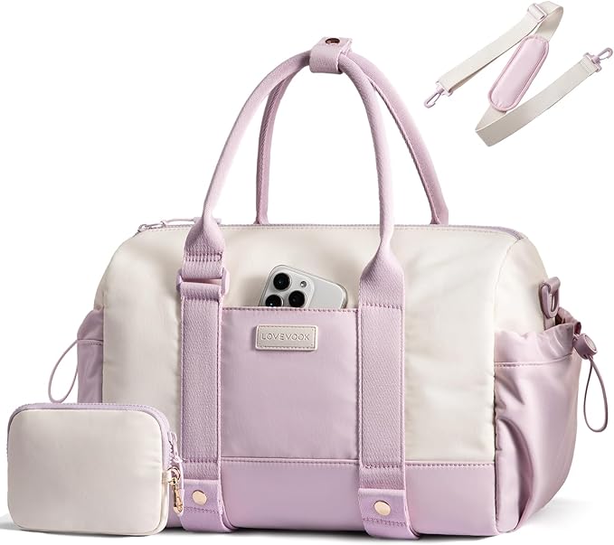LOVEVOOK Small Gym Bag for Women with Yoga mat Holder, Mini Duffle Bag for Travel with Wet Pocket, Overnight Personal Item Bags, Lightweight Carry on Weekender Duffel for Workout, Dance, Ballet