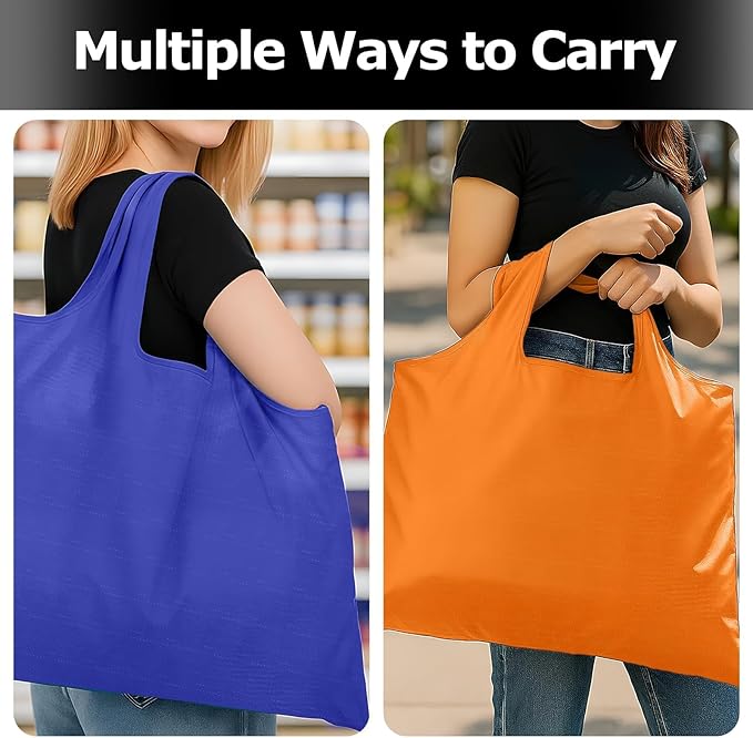 Washable Large Foldable Shopping Bag, Waterproof Reusable Grocery Bag Holder,for Shopping Reusable Tote Bags Large 50LBS,Tote Bags Nylon Bags(Blue)