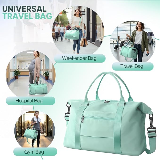 Grass Weekender Travel Bag - Small Gym Bag for Men & Women, Overnight Bag with Trolley Sleeve, Airplane Travel Essentials