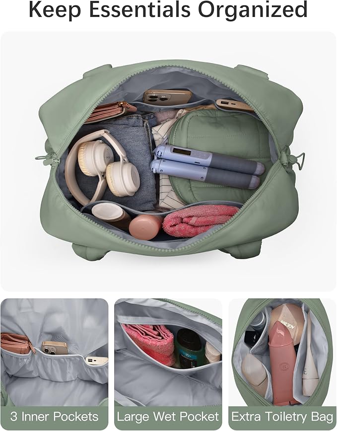 oscaurt Gym Bag for Women Lightweight Duffle Bag for Travel with Toiletry Pouch Water Resistant Carry On Weekender Overnight Duffel