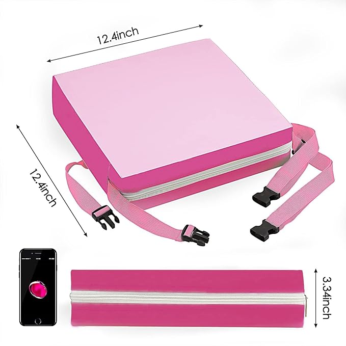 Booster Seat for Kitchen Chair - PU Waterproof Toddler Booster for Dining Table, Portable Travel Increasing Cushion for Kid (Pink)