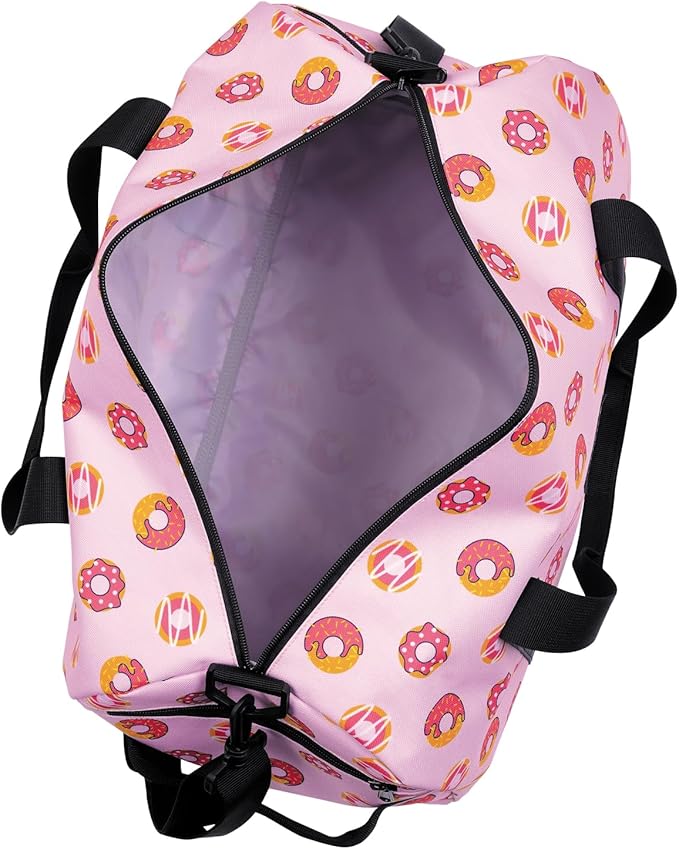 Kids Duffle Bag Overnight Bags for Boys and Girls Weekender Sleepover Carry-On Tote for Traveling Gym Sport Dance (Donuts)