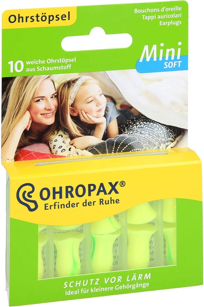 OHROPAX Mini Soft Earplugs, Anatomically Shaped in-Ear Plugs, for The Small Ear Canal and for Children, Made of Foam, for Relaxing, Sleeping and Listening to Music, Pack of 10 (17296)