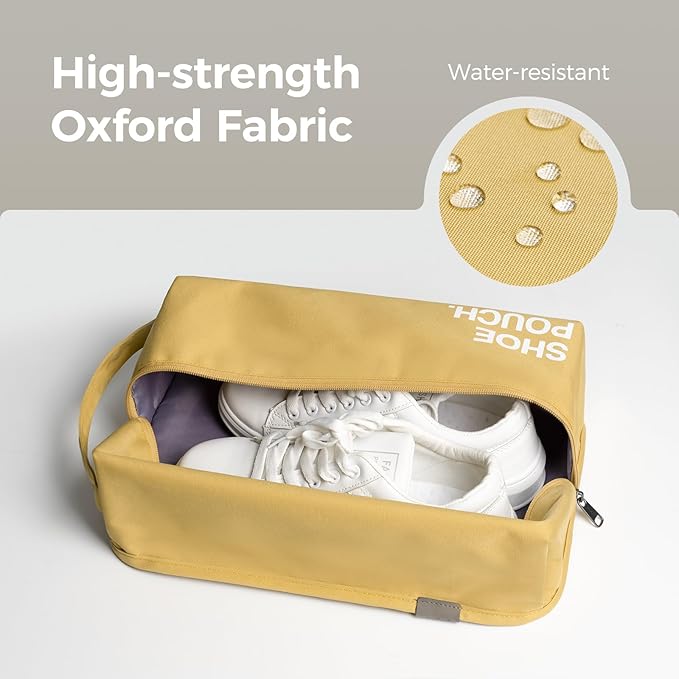 pack all Stylish Shoe Bag for Travel, Water-Resistant Shoe Pouch for Gym, Smell-Proof Soccer Cleats Bag for Sport (Dark Yellow)