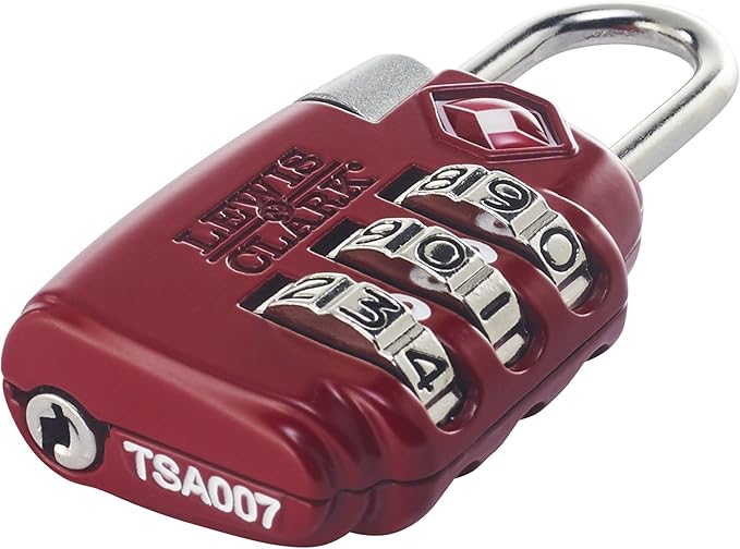 Lewis N. Clark TSA 3 Dial Combination Lock, Red