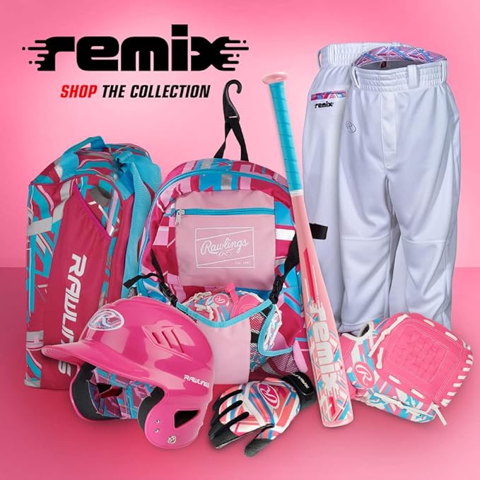 Rawlings | REMIX Backpack Equipment Bag | T-Ball & Youth Baseball / Softball | Pink