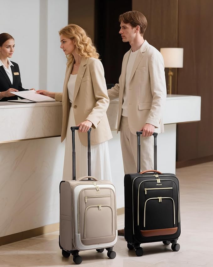 LOVEVOOK 49L Carry on Luggage 22x14x9 Airline Approved, 22 Inch Large Rolling Suitcase with Suit Folder & Spinner Wheels & TSA Lock, Softside Lightweight Underseat Carryon Luggage for Women Men Travel