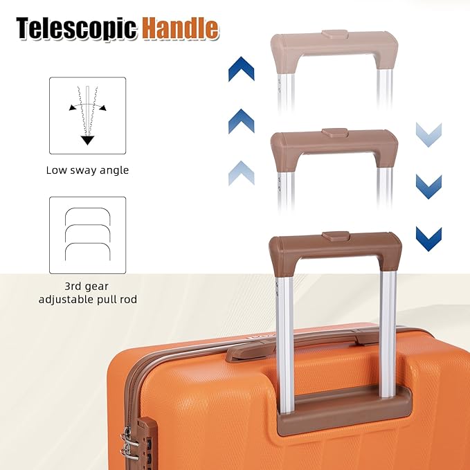 Luggage Sets 6 Piece Suitcases with Wheels,ABS Hard Case Suitcases with Spinner Wheels,Durable Travel Luggage(Orange, 6 Piece Set(16"/20"/24"/28))