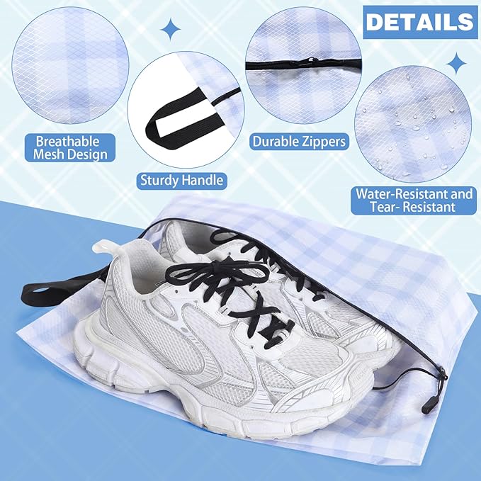 6 Pcs Travel Shoe Bags with Zipper Portable Suitcase Shoe Organizer Packing for Men Women Nylon Multicolor(L,Fresh Color)