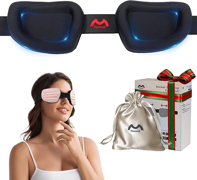 100% Blackout Sleep Eye Mask for Women Men, Zero Pressure Sleeping Mask - Sleeping Mask and Eyelash Friendly Night Blindfold, Adjustable Ultra Soft Comfortable for Dry Eye Mask (Pink)