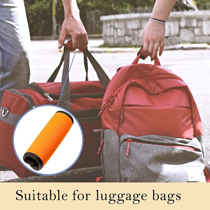 2 Pack Luggage Handle Wraps, Soft Handle Covers for Suitcase, Handle Wrap for Carry On/Bag, Travel Accessories for Luggage (Orange)