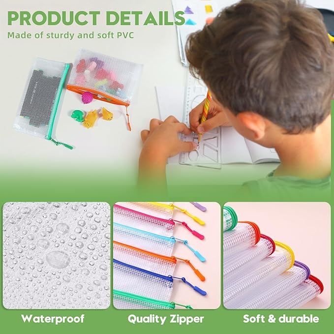25pcs Mesh Zipper Pouch Bags for Organization and Storage,Toy Storage Bags,Zipper Pouch Suitable for Travel,Classroom and Home