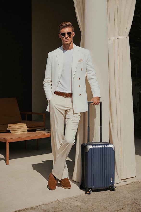LEVEL8 Carry on Luggage Airline Approved, Hardshell Suitcases with Spinner Wheels, Lightweight PC Luggage, 20 inch, Blue