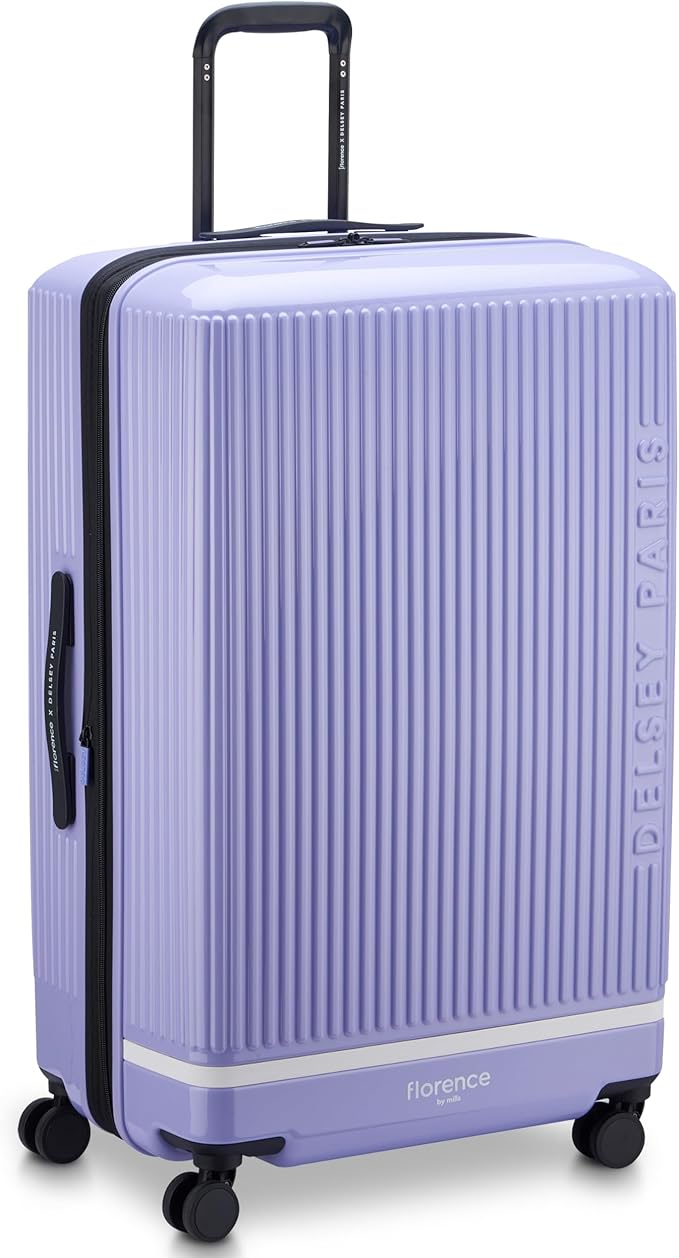 florence by mills Spin Me Away Hardside Expandable Luggage with Spinner Wheels, Lavender, Checked-Large 29 Inch