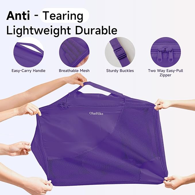 11 Set / 9 Set Packing Cubes for Travel,Gifts for Women Mom Kids,TSA Approved Bags for Makeup, Cosmetic, Toiletry, Organizers for Suitcase Carry On,Cruise Essentials Airplane Accessories,Purple