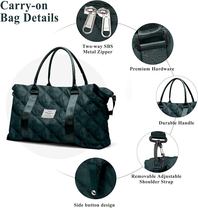 HYC00 Travel Duffel Bag,Carry-on Overnight Weekender Bags for Women,Sports Tote Gym Bag with Wet Pocket